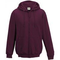 AWDis Men's Plain Hooded Full Zip Hoodie Zoodie in Burgundy | Size: Small