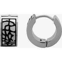 Bourne and Wilde Men's Oxidised Abstract Reptile Hoop Earrings SE-3124S in Silver