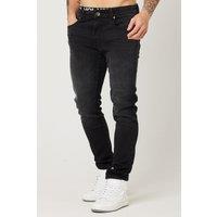 Voi London Men's Taper Fit Stretch Jeans in Black | Size: 30R