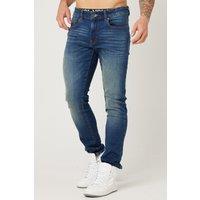 Voi London Men's Taper Fit Stretch Jeans in Dark Blue | Size: 28R