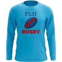Fiji Men's Mens Rugby Ball Long Sleeve Tee Aqua | Size: Large