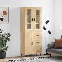 Berkfield Home Highboard Sonoma Oak 69.5x34x180 cm Engineered Wood in Brown