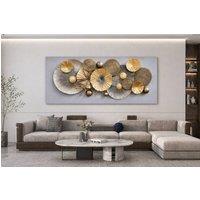 Mafett Large Gold Silver Abstract Wall Art Canvas Flat Design Print