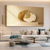 Mafett Premium Luxury Gold Abstract Canvas Wall Art Print Flat Design