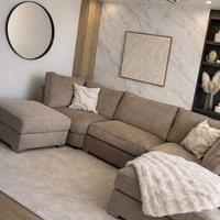 Home & Love Bishop U Shape Cinema Sofa Fixedback Corner Sofa - Elara Beige