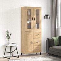 Berkfield Home Highboard Sonoma Oak 69.5x34x180 cm Engineered Wood in Brown