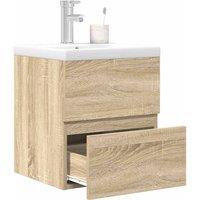 Berkfield Home 2 Piece Bathroom Furniture Set Sonoma Oak Engineered Wood in Brown