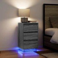 Berkfield Home Bedside Cabinet with LED Lights Grey Sonoma 38x34x65 cm | Size: 38 x 34 x 65 cm