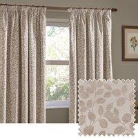 Wylder Grace Leaf Jacquard Fully Lined Pencil Pleat Curtain Pair in Natural | Size: 117 cm width x 183 cm drop