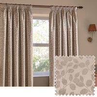 Wylder Grace Leaf Jacquard Fully Lined Pencil Pleat Curtain Pair in Nude | Size: 229 cm width x 183 cm drop