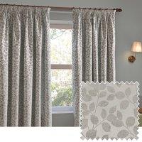 Wylder Grace Leaf Jacquard Fully Lined Pencil Pleat Curtain Pair in Grey | Size: 229 cm width x 229 cm drop