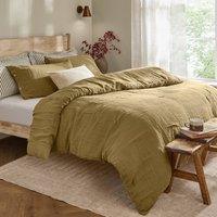 Yard Lark 100% Cotton Muslin Duvet Cover Set in Olive | Size: Super King