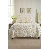 Deyongs Mellow Cotton Printed Duvet Set in Yellow | Size: Double