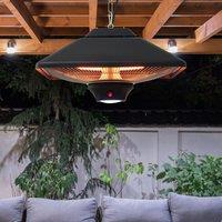 OUTSUNNY 2kw Electric Heater LED Halogen Heating Hanging Light Outdoor Remote in Black