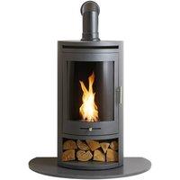 OKO Bio Ethanol Fires OKO S5 Bio ethanol Cylinder Stove with Angled Stove Pipe & Truncated Hearth in Grey