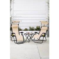 Neo Folding Portable Zero Gravity Chairs & Table Set in Natural