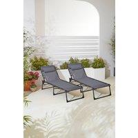 Neo Two Outdoor Folding Sun Loungers in Grey