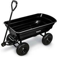 Keplin 75L Garden Cart with Pneumatic Tyres - 4 Wheel Trolley, 200kg Capacity in Black