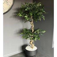 Leaf 150cm Twisted Trunk Artificial Japanese Fruticosa Style Ficus Tree in Green