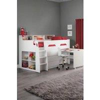 Julian Bowen Jupiter Midsleeper Cabin Bed with Desk in White | Size: Single