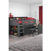Julian Bowen Jupiter Midsleeper Cabin Bed with Desk in Dark Grey | Size: Single