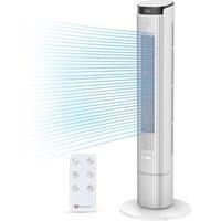 PureMate 43-Inch Oscillating Bladeless Tower Fan with Remote Control - White