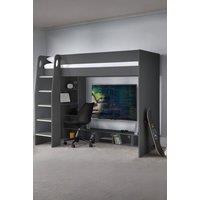 Julian Bowen Nebula Gaming Highsleeper Loft Bed with Desk in Dark Grey | Size: Single