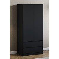 HD Designs Denver 2 Door Wardrobe With Drawers MDF in Black