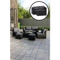 HD Designs 6 Seater Garden Rattan Sofa Set with Table 'ALREADY ASSEMBLED' in Black
