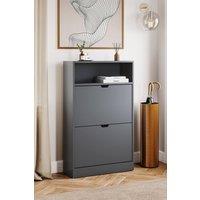 HD Designs 2 Drawer Shoe Cabinet with Shelf Space-saving Storage in Grey