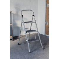 HD Designs 3 Step Folding Ladder With Anti-Slip Mat in Grey