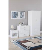 HD Designs Riano 3 Piece Bedroom Set with 4 Drawer Chest & Wardrobe in White
