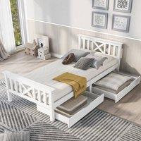 Merax 3FT White Wooden Bed Frame with Storage Drawers for Adults, Children | Size: Single
