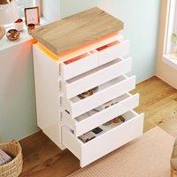 Merax White LED Chest Of Drawers with High Gloss Finish for Living Room