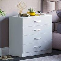 HD Designs Hulio 4 Drawer Chest of Drawers Storage Bedroom Furniture in White