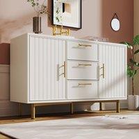 Merax White Fluted Sideboard Cabinet with Adjustable Shelves & Drawers