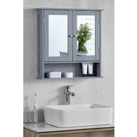 Home Discount Bath Vida Priano 2 Door Mirrored Wall Cabinet With Shelf Storage Bathroom Furniture 580 x 560 x 130 mm in Dark Grey