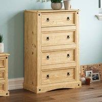 HD Designs Corona 4 Drawer Chest of Drawers Solid Wood Storage Bedroom Furniture in Brown