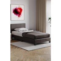 HD Designs Lisbon Single Faux Leather Bed Frame UKFR Fabric Storage in Brown