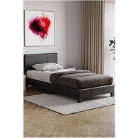 HD Designs Lisbon Single Faux Leather Bed Frame UKFR Fabric Storage in Black