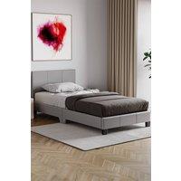 HD Designs Lisbon Single Faux Leather Bed Frame UKFR Fabric Storage in Grey