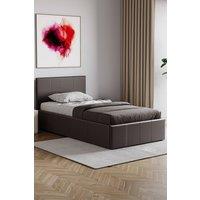 HD Designs Lisbon Single Ottoman Faux Leather Bed Frame UKFR Fabric in Brown