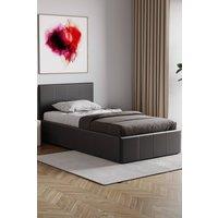 HD Designs Lisbon Single Ottoman Faux Leather Bed Frame UKFR Fabric in Black