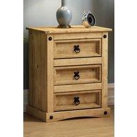 HD Designs Corona 3 Drawer Bedside Chest of Drawers Solid Wood Bedroom Furniture in Brown