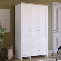 HD Designs Arlington 3 Door 2 Drawer Wardrobe 1800 x 1090 x 520 mm in White