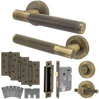 AFIT Antique Brass Fire Door Handle Bathroom Set 80mm Lock 102mm Hinges in Bronze | Size: 150mm x 150mm