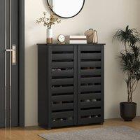 HOMCOM Shoe Storage Cabinet with Slatted Doors for 15 Pairs of Shoes in Black