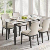 HOMCOM Dining Table for 4, Kitchen Table with Sintered Stone Tabletop in White