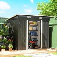 OUTSUNNY 7 x 4ft Outdoor Garden Storage Shed for Garden in Black | Size: 7ft
