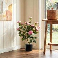 HOMCOM 65cm Artificial Camellia Flower Plant with 116 Lush Leaves in Pink